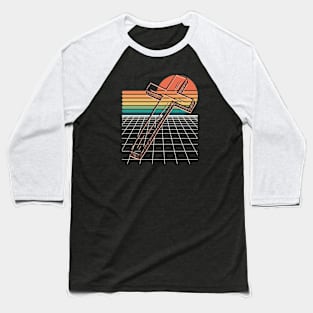 Cross sunset Christian retro design Baseball T-Shirt